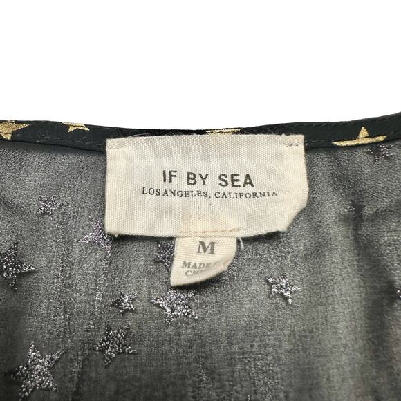 If By Sea Los Angeles | Women | Black Ruffle Gold Star Print Romper | Medium - Picture 8 of 14